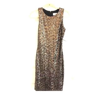 Mack & James Badgley Mishka Gold Sequin Midi Dress